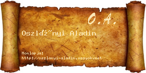 Oszlányi Aladin névjegykártya